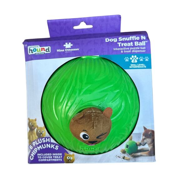 Outward Hound Snuffle Treat Dog Toy Plush Chipmunk Puzzle Ball Enrichment Game - Picture 1 of 5